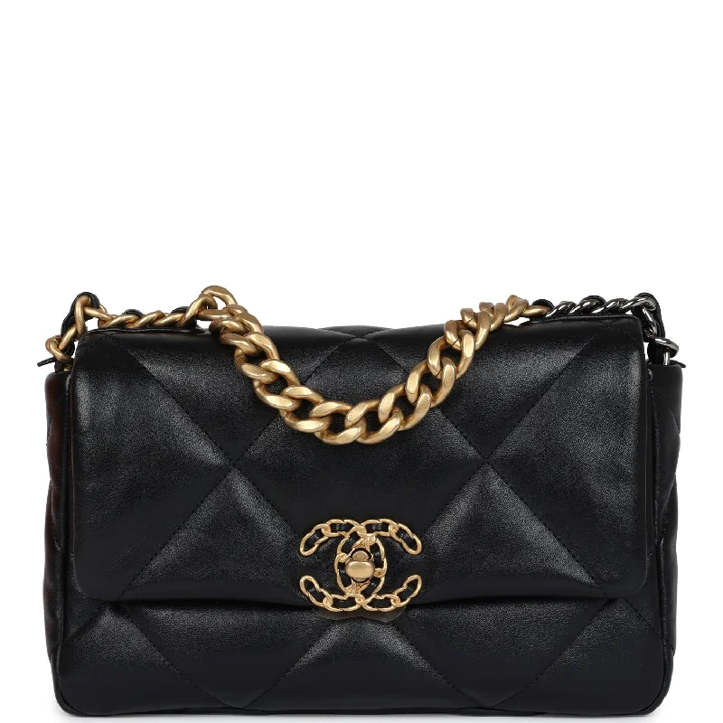 Chanel bags for those who value investment piecesChanel Medium 19 Flap Bag Black Lambskin Mixed Metal Hardware