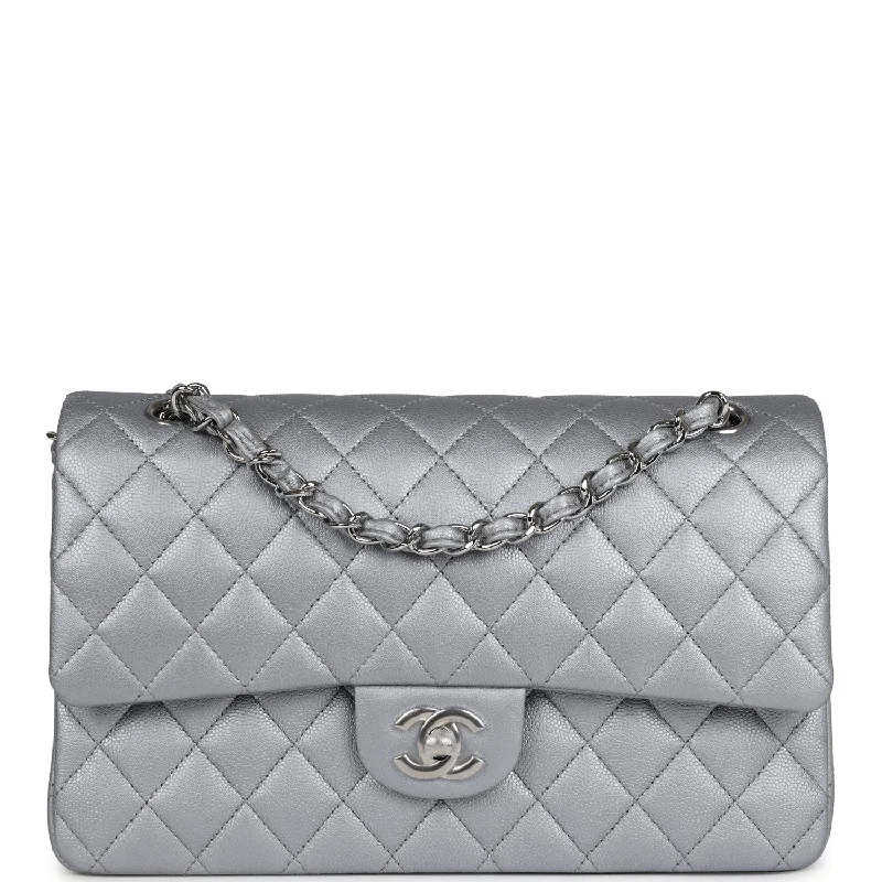 Chanel Vintage Inspired Handbag for Retro LoversChanel Medium Classic Double Flap Silver Caviar Silver Hardware