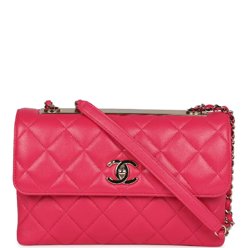 Chanel Handbag with Adjustable Strap for ComfortChanel Medium Trendy CC Flap Bag Dark Pink Lambskin Light Gold Hardware