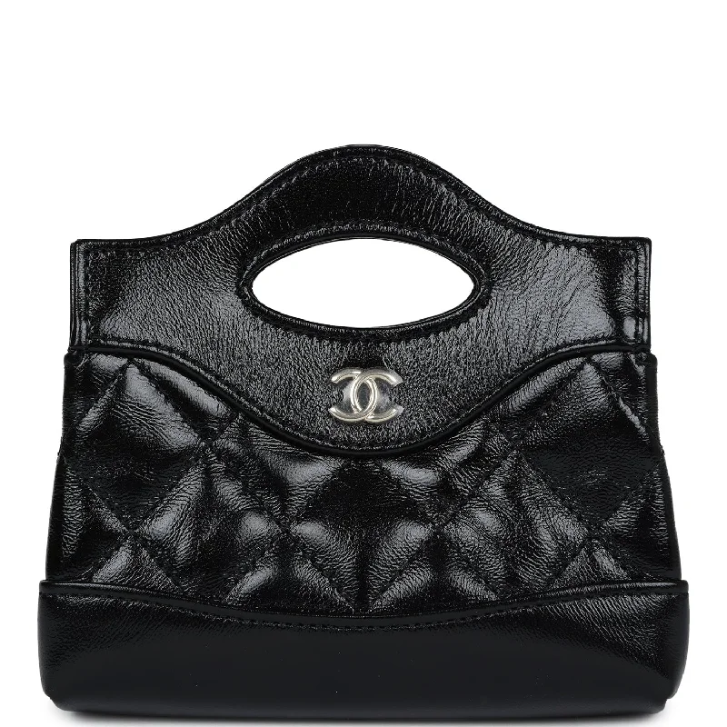 Chanel Lightweight Handbag for Daily ErrandsChanel Micro 31 Shopper Black Shiny Lambskin Light Gold Hardware