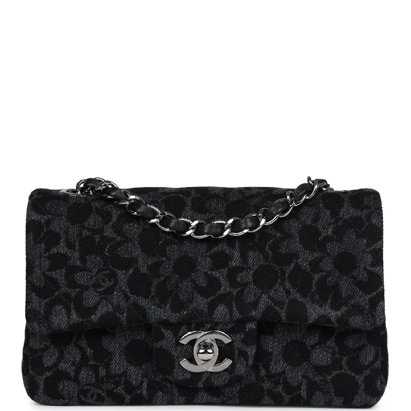 Chanel bags for women with minimalist styleChanel Mini Rectangular Flap Black and Dark Blue Printed Denim Ruthenium Hardware