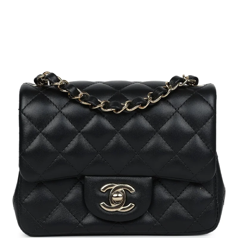 Chanel bags for women who appreciate fine craftsmanshipChanel Mini Classic Square Flap Bag Black Lambskin Light Gold Hardware