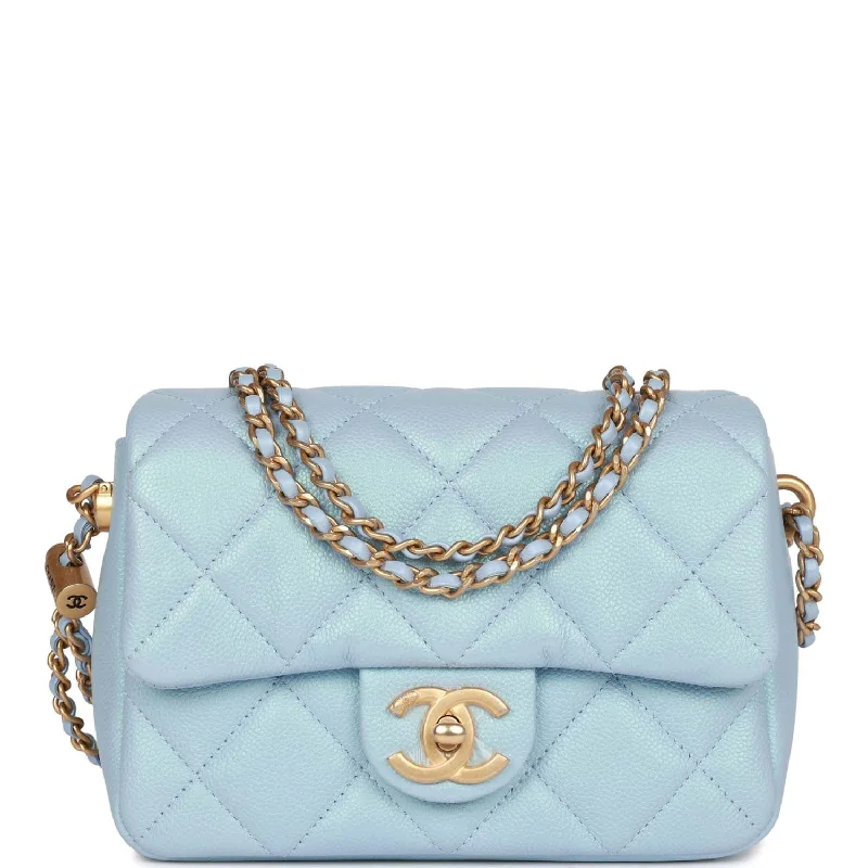 Chanel bags perfect for everyday elegChanel My Perfect Mini Flap Bag Blue Iridescent Caviar Antique Gold Hardware