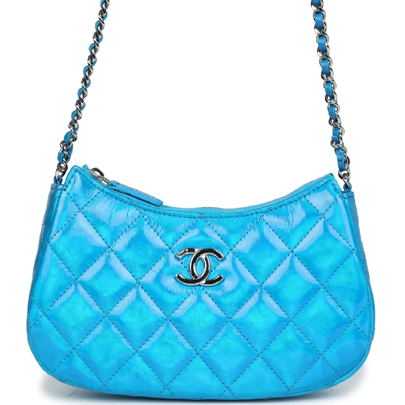 Chanel Chain Strap Handbag for Everyday UseChanel Mini Hobo Bag Blue Metallic Goatskin Silver Hardware