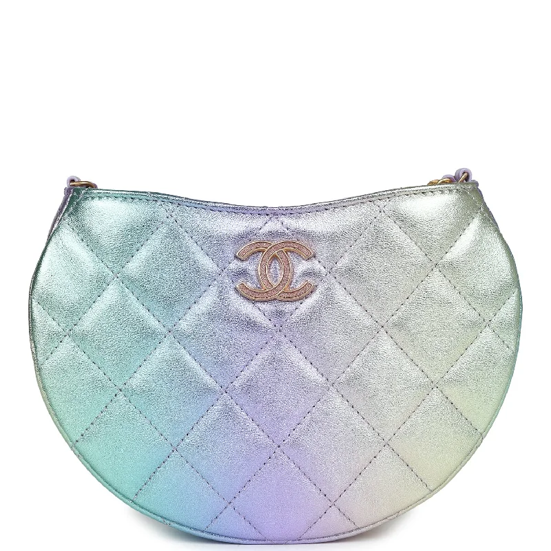 Chanel bags with adjustable chain strapsChanel Mini Hobo Bag Rainbow Metallic Lambskin Antique Gold Hardware