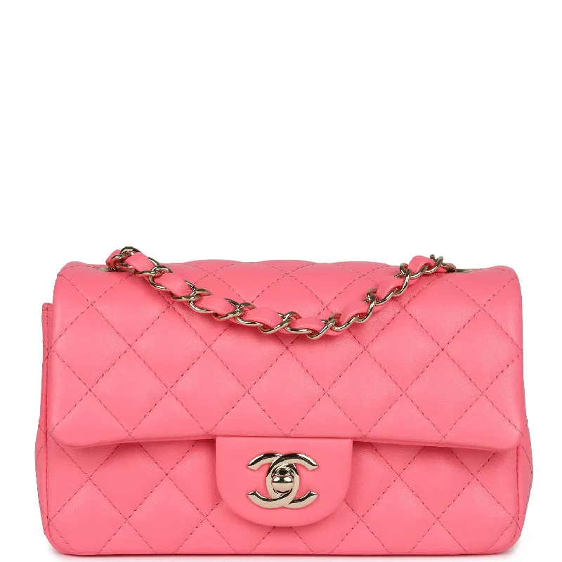 Chanel bags with exclusive seasonal designs and materialsChanel Mini Rectangular Flap Bag Hot Pink Lambskin Light Gold Hardware