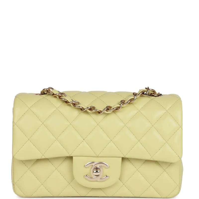 Chanel bags perfect for everyday elegChanel Mini Rectangular Flap Bag Light Green Lambskin Light Gold Hardware