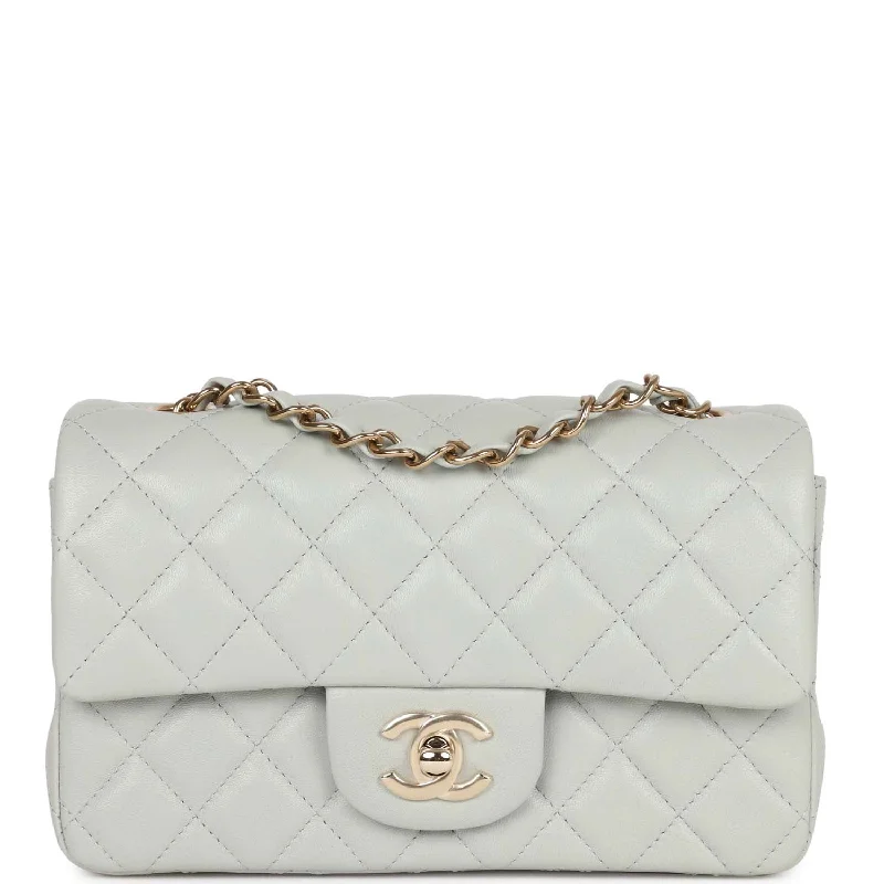 Chanel leather bags for everydChanel Mini Rectangular Flap Bag Light Grey Lambskin Light Gold Hardware