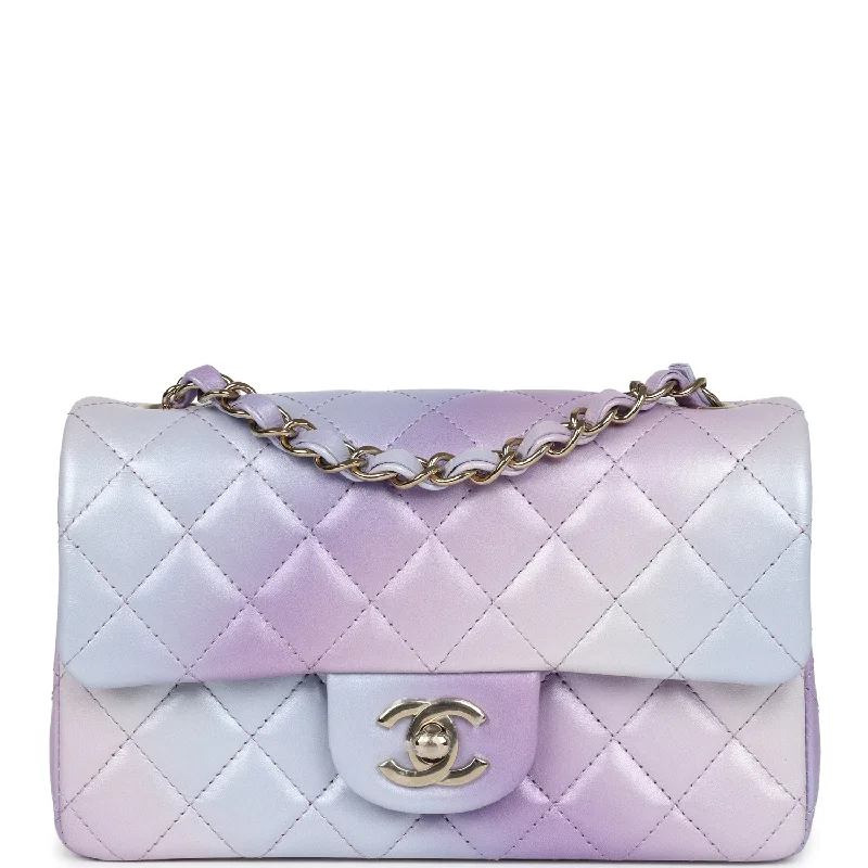 Chanel Lightweight Handbag for Daily ErrandsChanel Mini Rectangular Flap Bag Purple Ombre Lambskin Light Gold Hardware