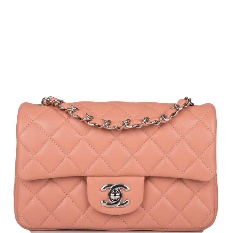 Chanel bags in luxury boutiques worldwideChanel Mini Rectangular Flap Bag Rose Lambskin Silver Hardware