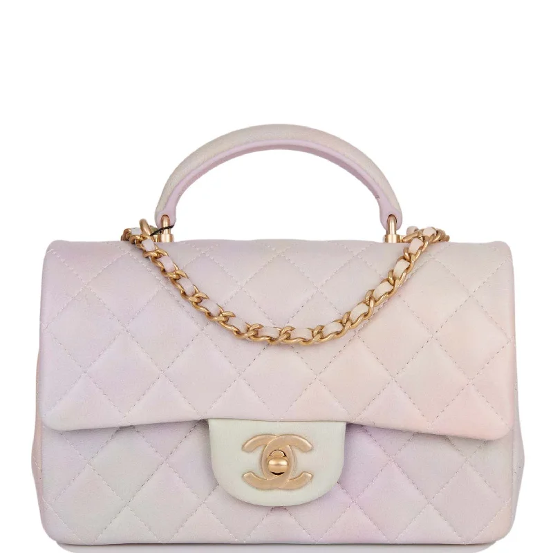 Chanel Colorful Handbag for Spring OutfitsChanel Mini Rectangular Flap Bag with Top Handle Light Pink Ombre Lambskin Antique Gold Hardware