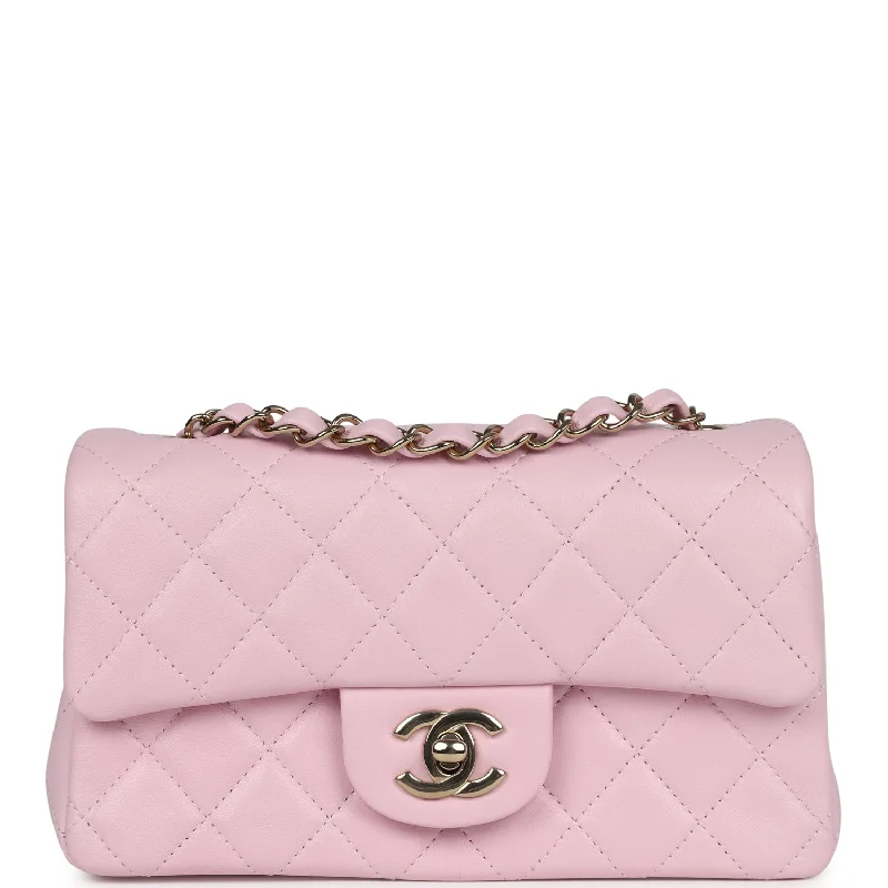 Chanel Small Crossbody Bag for TravelChanel Mini Rectangular Flap Light Pink Lambskin Light Gold Hardware