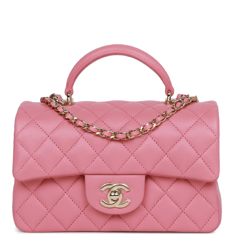 Chanel Medium Tote Bag for Office LadiesChanel Mini Rectangular Flap Bag with Top Handle Pink Lambskin Light Gold Hardware