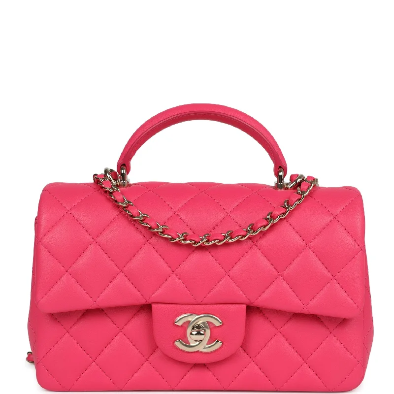 Chanel leather bags for everydChanel Mini Rectangular Flap with Top Handle Pink Lambskin Light Gold Hardware