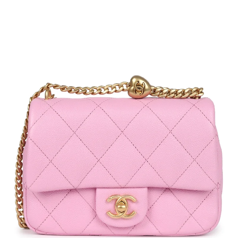 Chanel Chain Strap Handbag for Everyday UseChanel Mini Sweetheart Crush Square Flap Bag Pink Caviar Aged Gold Hardware