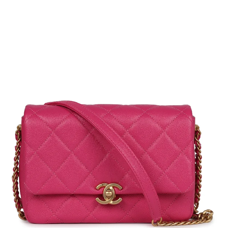 Chanel bags for the minimalist fashionChanel Small Melody Flap Bag Dark Pink Caviar Aged Gold Hardware