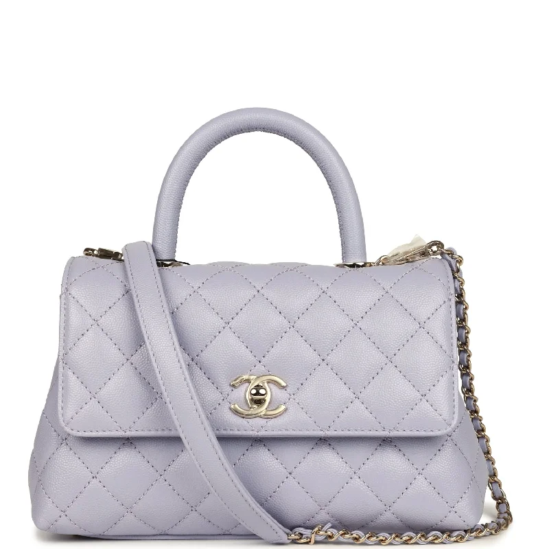 Chanel bags perfect for everyday elegChanel Small Coco Handle Flap Bag Light Purple Caviar Light Gold Hardware