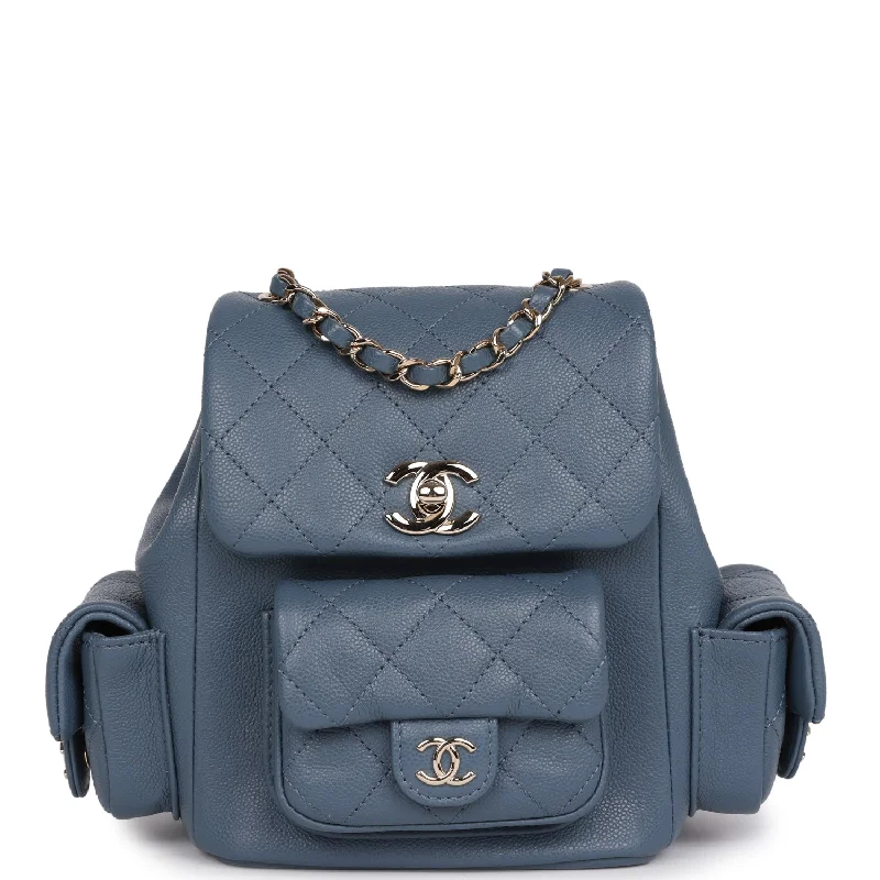 Chanel bags as wedding day accessoriesChanel Small Duma Backpack Blue Caviar Light Gold Hardware