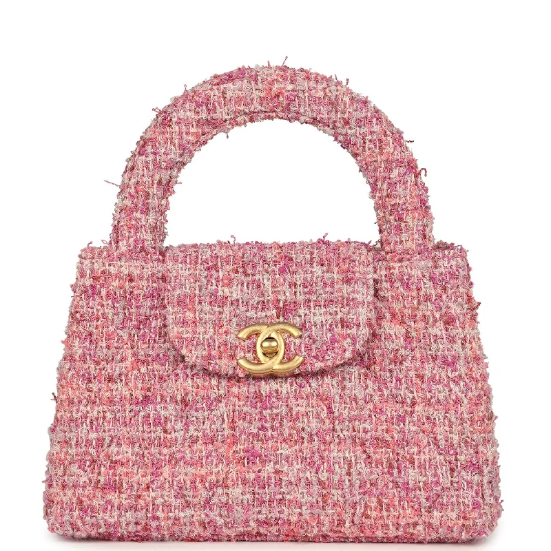 Chanel bags for women who love timeless fashionChanel Small Kelly Shopper Pink Tweed Brushed Gold Hardware