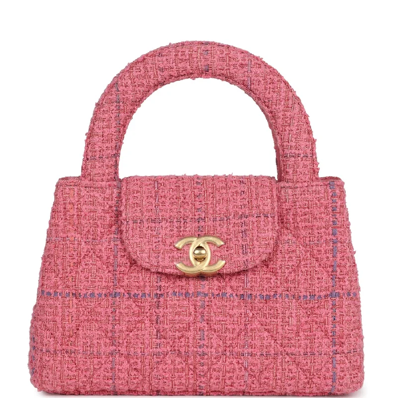 Chanel Chain Strap Handbag for Everyday UseChanel Small Kelly Shopper Pink Tweed Brushed Gold Hardware