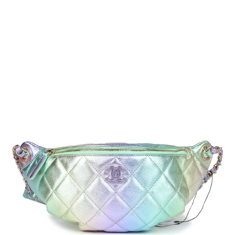 Chanel bags in luxury boutiques worldwideChanel Belt Bag Rainbow Metallic Lambskin Light Gold Hardware