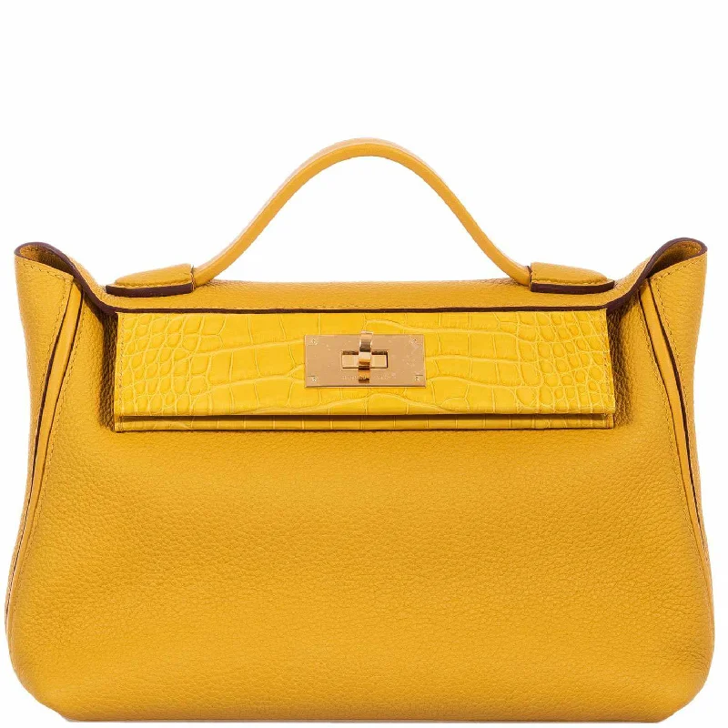 Hermès 24/24 29 Jaune Ambre Togo & Alligator Gold Hardware