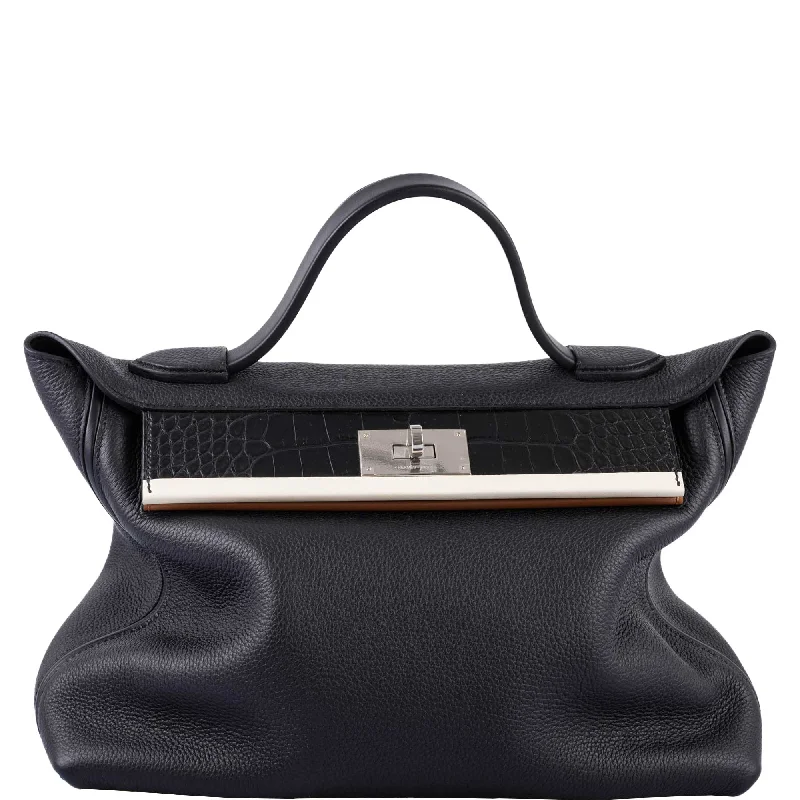 Hermès Touch 24/24 35 Black Togo and Matte Alligator Palladium Hardware