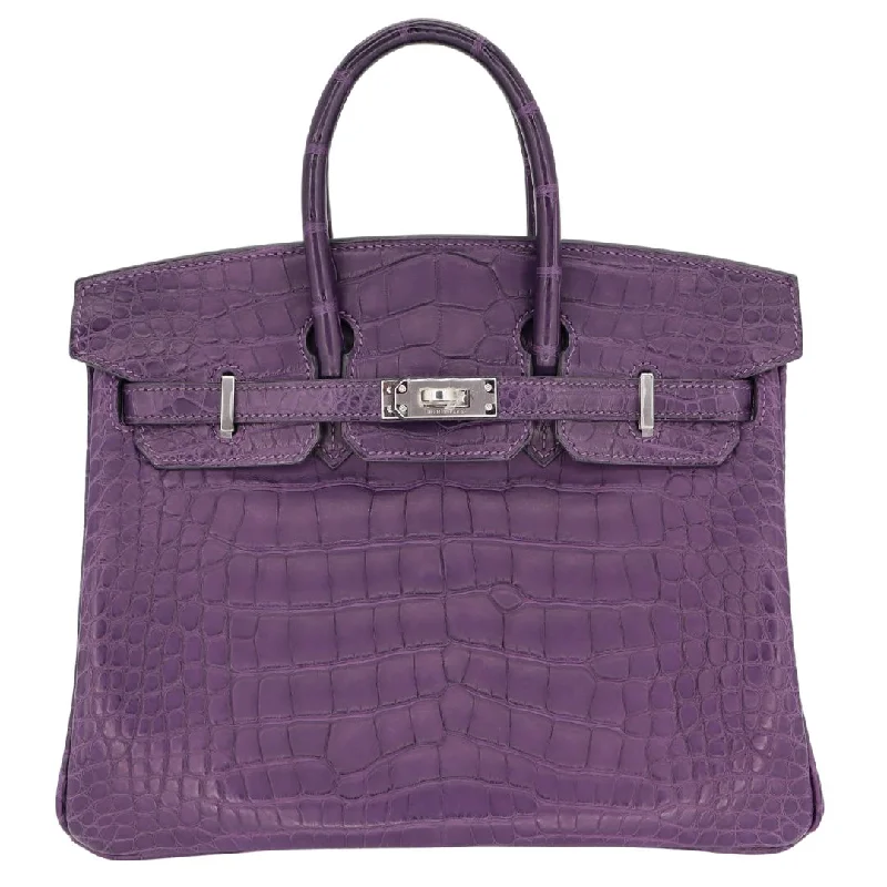 Hermès Kelly Bags with a quilted leather exterior for a luxurious feelHermes Birkin Bags with a Magnetic - Closure Interior PocketHermès 25cm Birkin Amethyst Matte Alligator Palladium Hardware