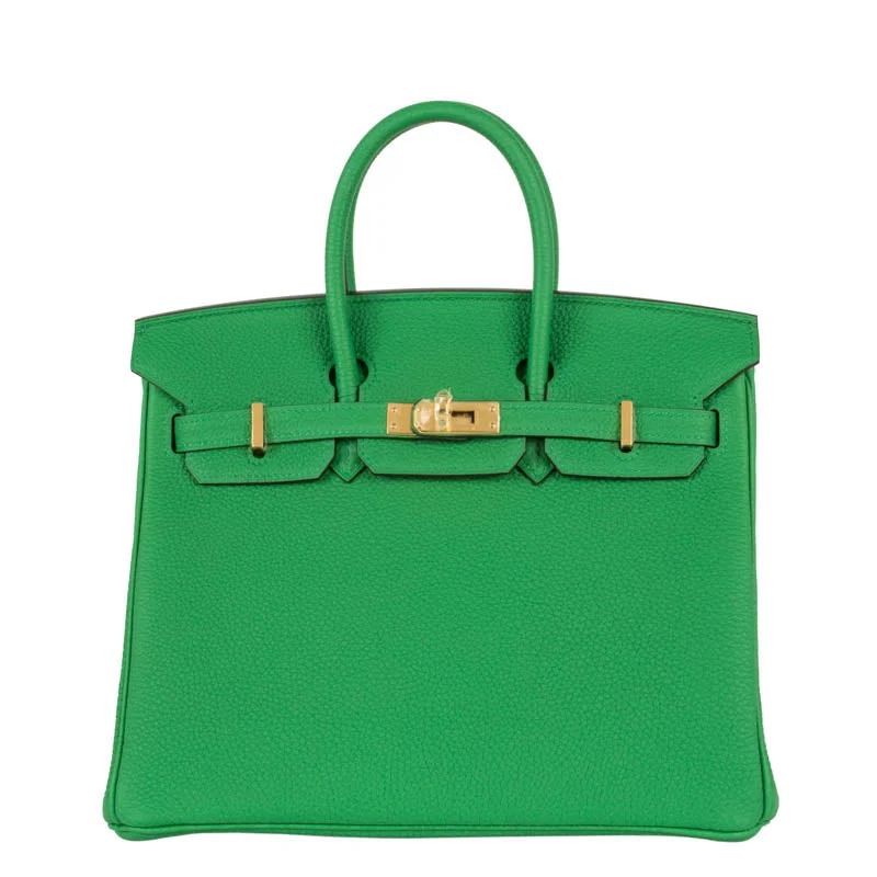 Hermès Kelly Bags with a snap - fastened front pocket for convenienceHermes Birkin Bags with a Studded Leather Trim for a Bold StatementHermès 25cm Birkin Bambou Togo Leather Gold Hardware