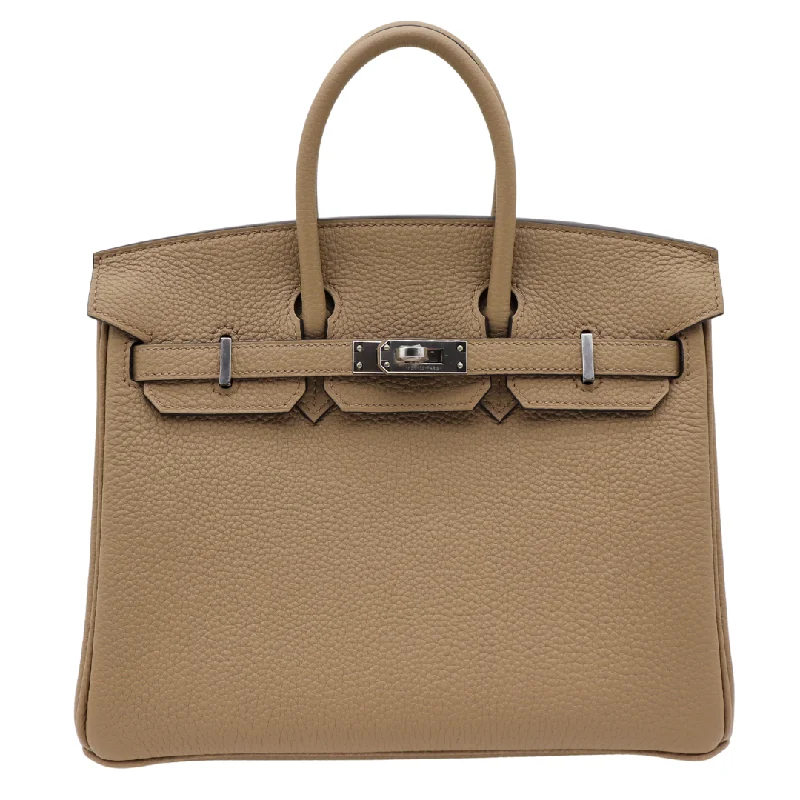 Hermès Kelly Bags with a double - handle option for easy carryingHermes Birkin Bags with a Hand - Painted Monogram DesignHermès 25cm Birkin Beige Marfa Togo Leather Palladium Hardware