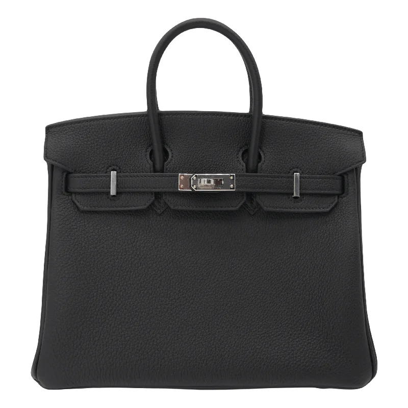 Hermès Kelly Bags with a hand - burnished edge finish for a vintage charmHermes Birkin Bags with a Leather - Lined Interior Pocket for Added ProtectionHermès 25cm Birkin Black Togo Leather Palladium Hardware