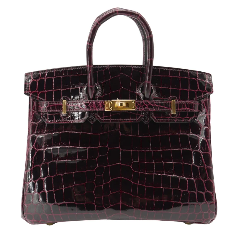 Hermès Kelly Bags with a leather - wrapped turnlock for added eleganceHermes Birkin Bags with a Braided Leather Handle for a Bohemian TouchHermès 25cm Birkin Bordeaux Shiny Niloticus Crocodile Gold Hardware