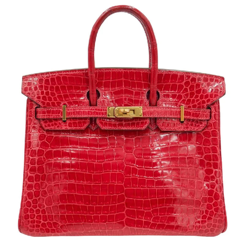 Hermès Kelly Bags with a snap - fastened front pocket for convenienceHermes Birkin Bags with a Studded Leather Trim for a Bold StatementHermès 25cm Birkin Braise Shiny Niloticus Crocodile Gold Hardware