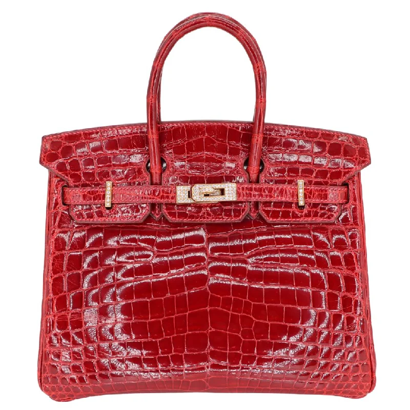 Hermès Kelly Bags with a braided leather handle for a bohemian touchHermes Birkin Bags with a Pebbled Leather Texture for a Rugged yet Elegant AppealHermès 25cm Birkin Braise Shiny Niloticus Crocodile Yellow Gold Diamond Hardware