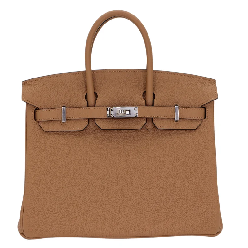 Hermès Kelly Bags with a magnetic - snap closure for easy accessHermes Birkin Bags with a Leather - Bound Handle for DurabilityHermès 25cm Birkin Chai Togo Leather Palladium Hardware