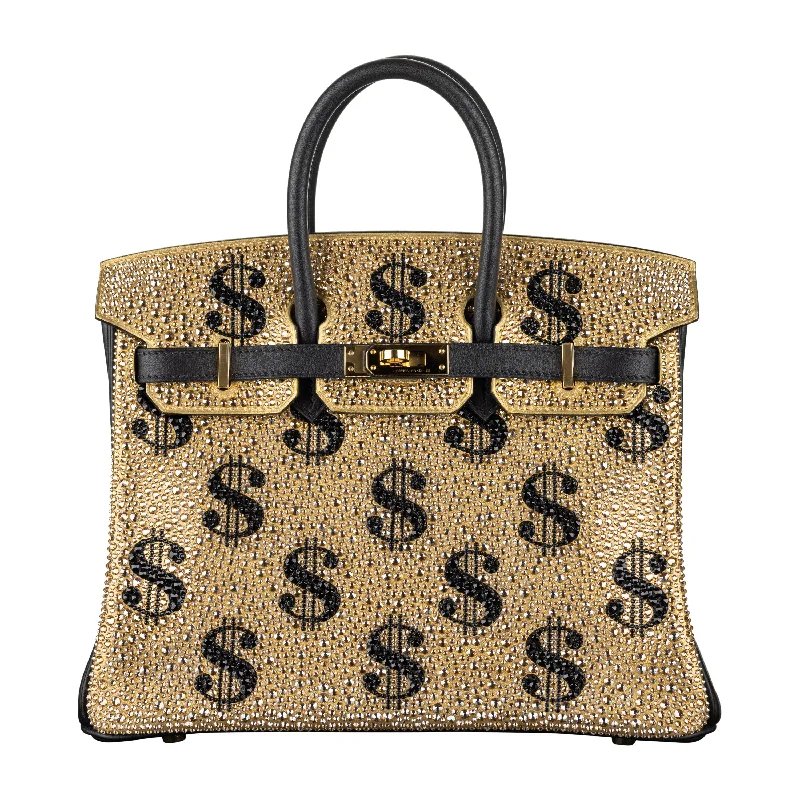 Hermès Kelly Bags with a braided leather handle for a bohemian touchHermes Birkin Bags with a Pebbled Leather Texture for a Rugged yet Elegant AppealHermès 25cm Birkin Customized Gold Moneybags Swarovski Crystal Gold Hardware