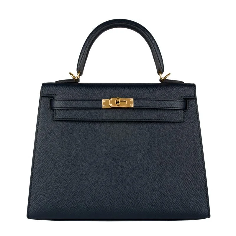 Hermès Kelly Bags with a single - handle design for simplicityHermès 25cm Kelly Sellier Bleu Indigo Epsom Leather Gold Hardware