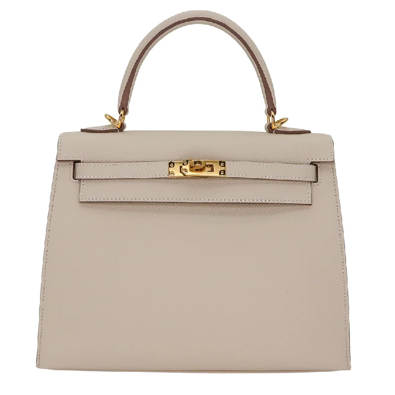 Hermès Kelly Bags with a key - lock and keychain setHermès 25cm Kelly Sellier Craie Epsom Leather Gold Hardware