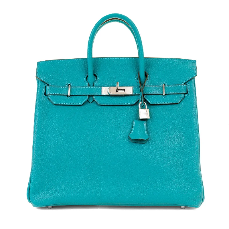 Hermès 30cm HAC Turquoise Chèvre w/ Palladium Hardware