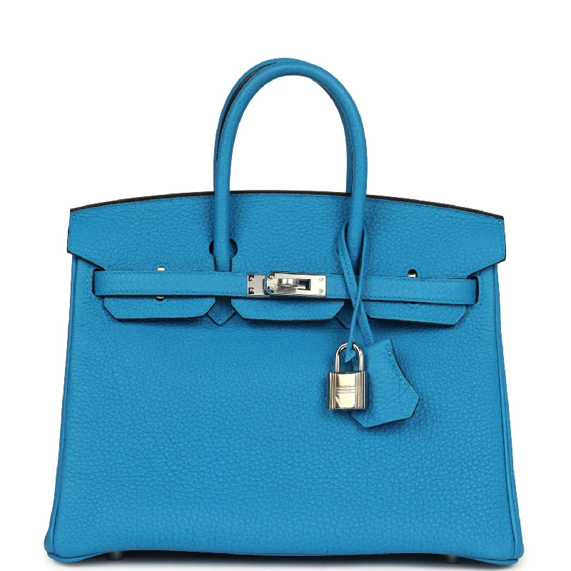 Hermès Kelly Bags in a bold tomato red for a fashion - forward statementHermes Birkin Bags in Smooth Box Calf Leather for a Timeless AestheticHermes Birkin 25 Bleu Zanzibar Togo Palladium Hardware