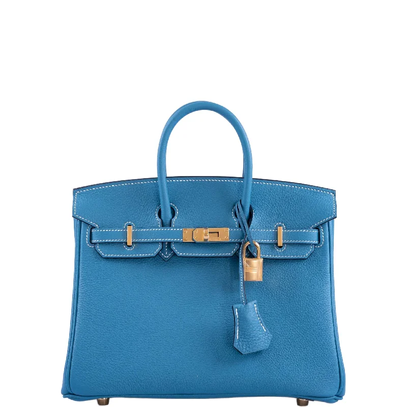 Hermès Kelly Bags with a flap - over closure and turnlock for a classic lookHermes Birkin Bags with a Zippered Interior Compartment for ValuablesHermès Birkin 25 Blue Jean Togo Gold Hardware