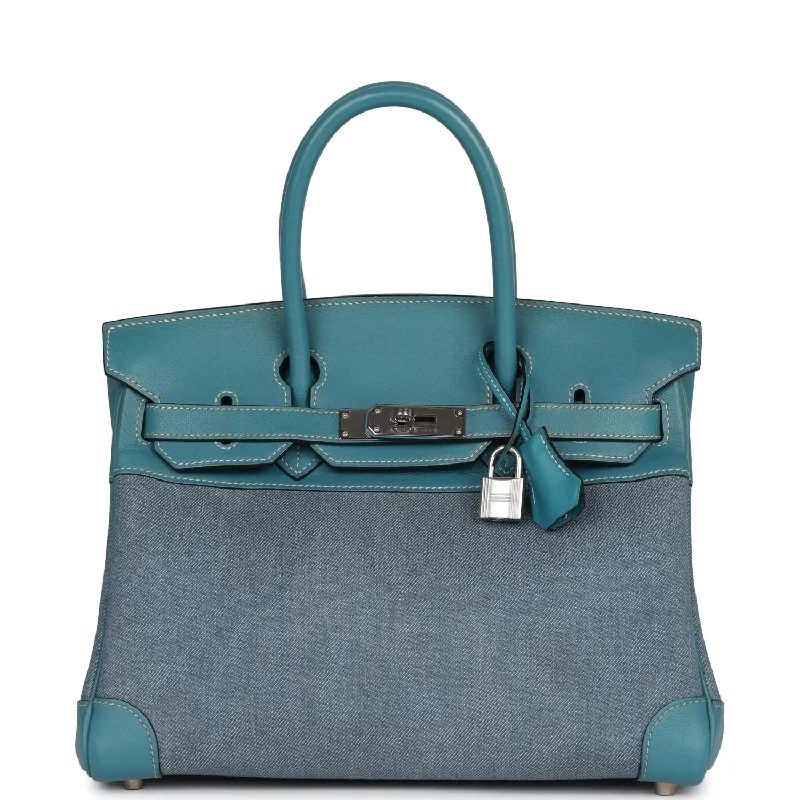 Hermès Kelly Bags with a hand - burnished edge finish for a vintage charmHermes Birkin Bags with a Leather - Lined Interior Pocket for Added ProtectionVintage Hermes Birkin 30 Denim and Blue Jean Gulliver Palladium Hardware