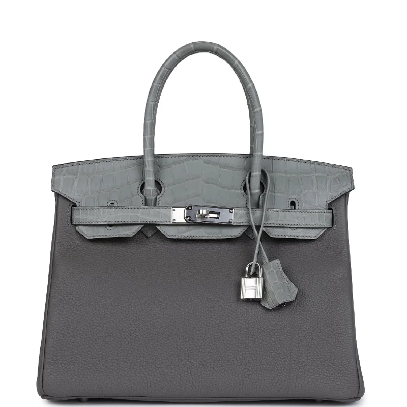 Medium - sized Hermès Kelly Bags in Taurillon Clemence leather for durabilityHermes Birkin Bags Sized 30cm for a Compact Yet Spacious OptionHermes Birkin 30 Gris Ciment Matte Niloticus Crocodile and Gris Meyer Togo Touch Palladium Hardware