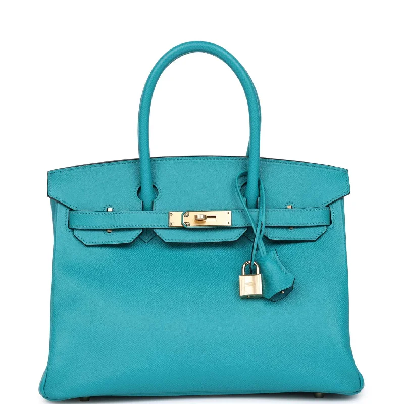 Hermès Kelly Bags with a quilted leather exterior for a luxurious feelHermes Birkin Bags with a Magnetic - Closure Interior PocketHermes Birkin 30 Bleu Paon Epsom Gold Hardware