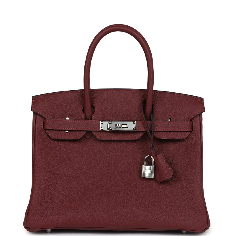 Hermès Kelly Bags with a magnetic - snap closure for easy accessHermes Birkin Bags with a Leather - Bound Handle for DurabilityHermes Birkin 30 Rouge H Togo Palladium Hardware