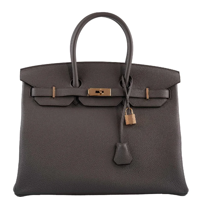 Medium - sized Hermès Kelly Bags in Taurillon Clemence leather for durabilityHermes Birkin Bags Sized 30cm for a Compact Yet Spacious OptionHermès Birkin 35 Etain Togo with Rose Gold Hardware