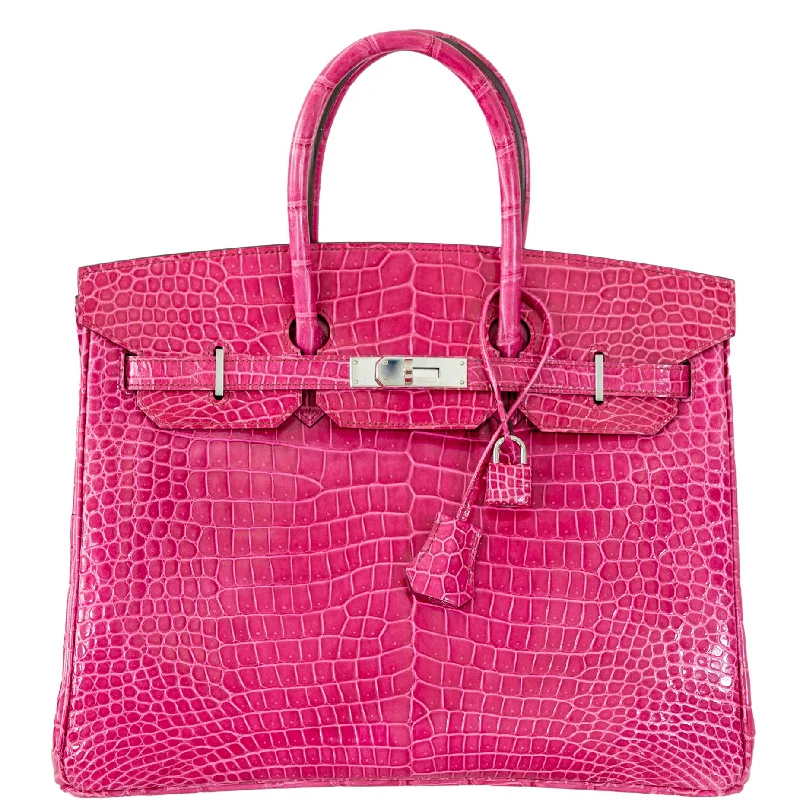 Small - sized Hermès Kelly Bags in Epsom leather for a structured lookHermes Birkin Bags in Exotic Python Leather for a Unique LookHermès Birkin 35 Fuchsia Porosus Crocodile with Palladium Hardware - 2011, O Square