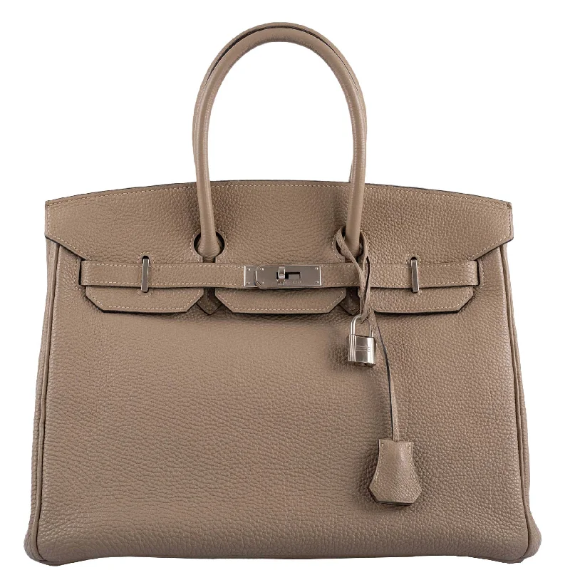 Hermès Kelly Bags with a single - handle design for simplicityHermes Birkin Bags with a Contrast - Stitched Handle for Added StyleHermès Birkin 35 Gris Tourterelle Togo with Palladium Hardware - 2009, M Square