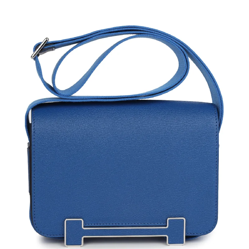 Hermes Geta Bag Bleu France Chevre Palladium Hardware