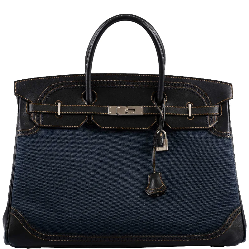 Hermès Kelly Bags with a decorative tassel charmHermes Birkin Bags in a Dark Olive Green for a Unique and Earthy VibeHermès Ghillies Birkin 40 Indigo Denim and Black Tadelakt Brushed Palladium Hardware